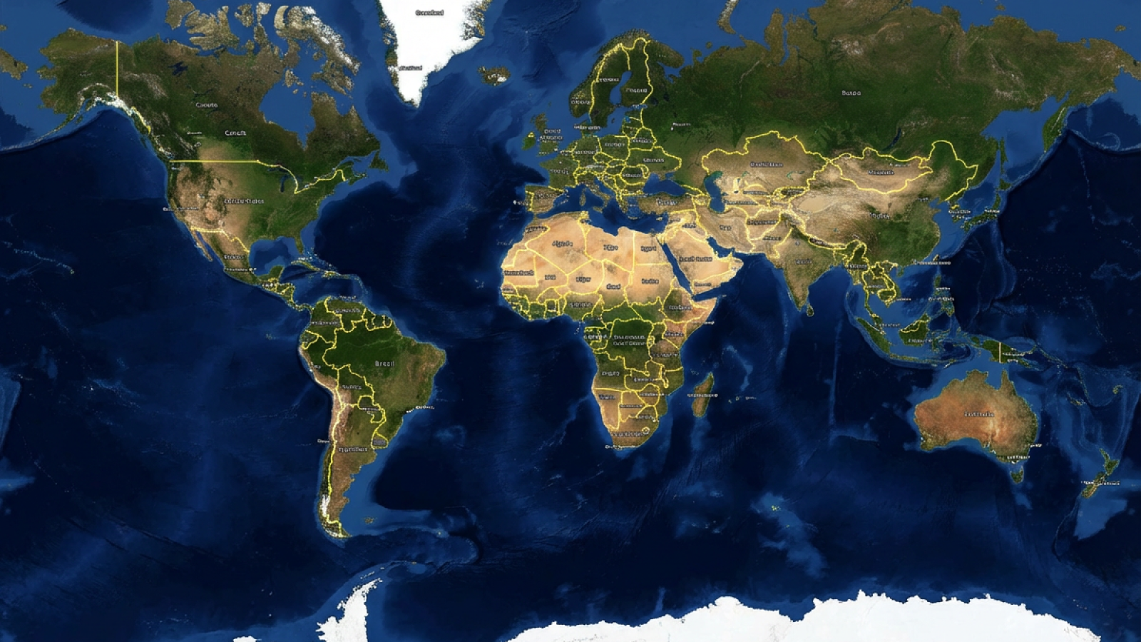 Firefly_Gemini Flash_Satellite imagery of world map with geopolitical lines 802132